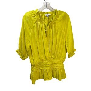 Current Air Los Angeles Yellow Ruffle Hem Blouse Size M
